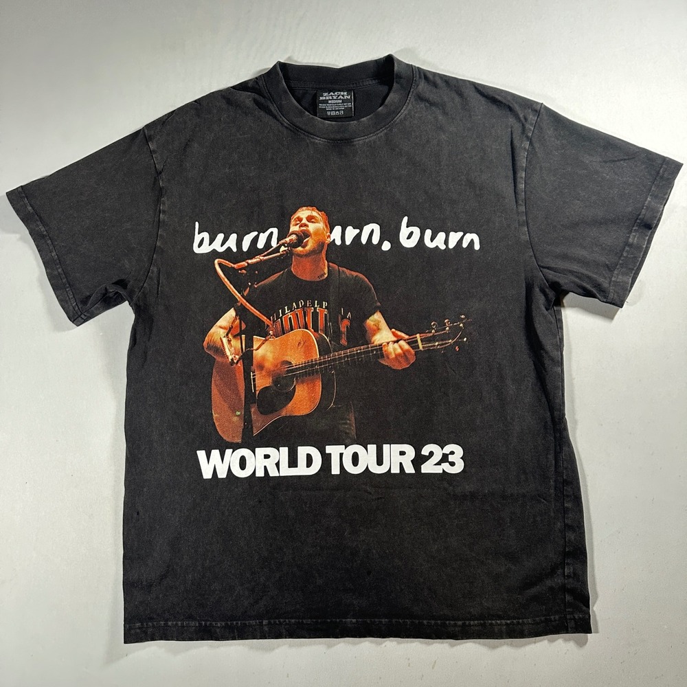Zach‎ Bryan Tour T Shirt Mens Medium Black Burn Burn Burn World 23 Country